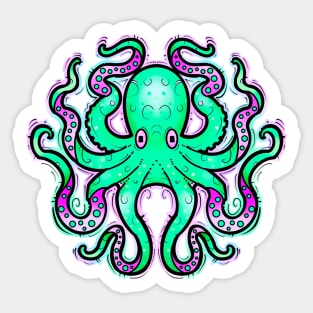 Octopus green and purple Sticker